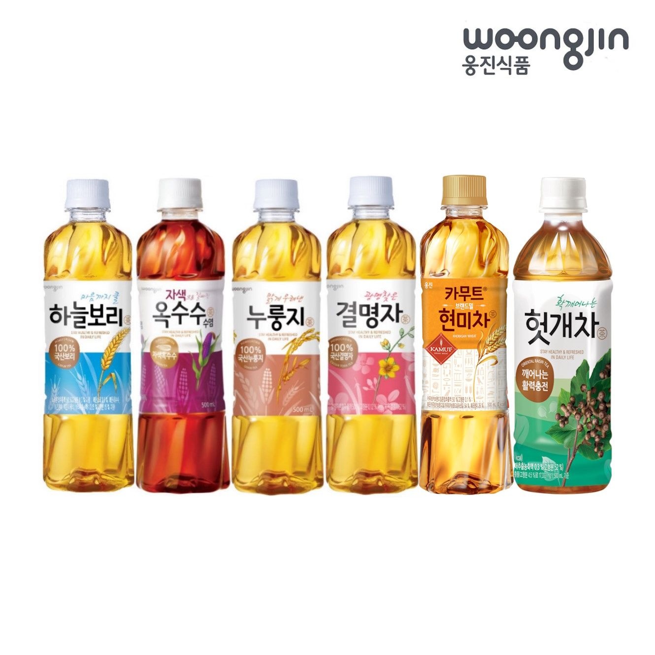 웅진식품 웅진 차음료 2종 선택 500ml x 12페트 (하늘보리, 카무트현미차, 자색옥수수차, 누룽지차,결명자차,헛개차)