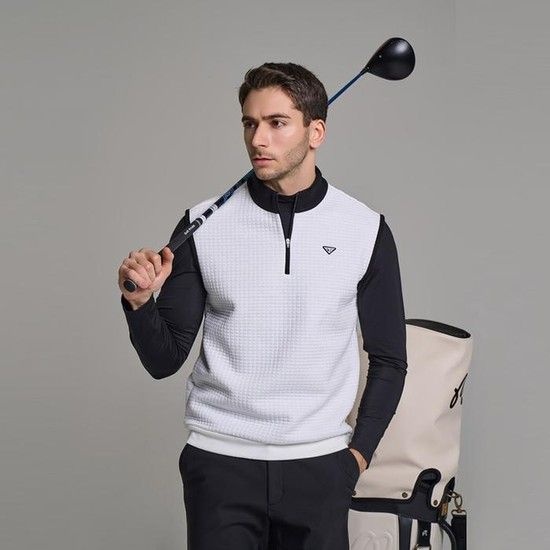 남자스포츠골프웨어반집업배색베스트 DB6505-1M 다운블로우