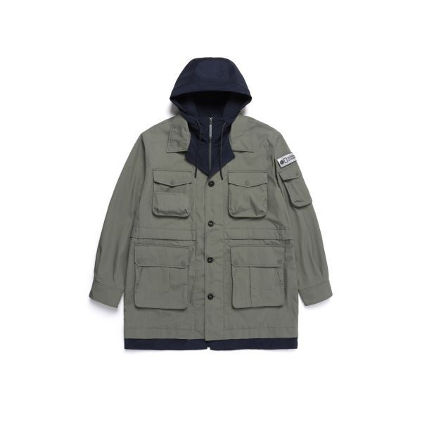 NATIONALGEOGRAPHIC &lt;백화점정품&gt; NATIONALGEOGRAPHIC N251MJP100 NRN 아웃포켓 후드 배색 초어 점퍼 KHAKI 176006