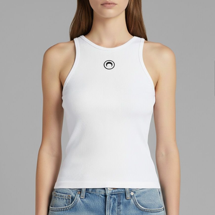 마린세르 [국내배송]마린세르 문 로고 리브드 탱크탑 WTT014A CJER0011 WH10 매니아온