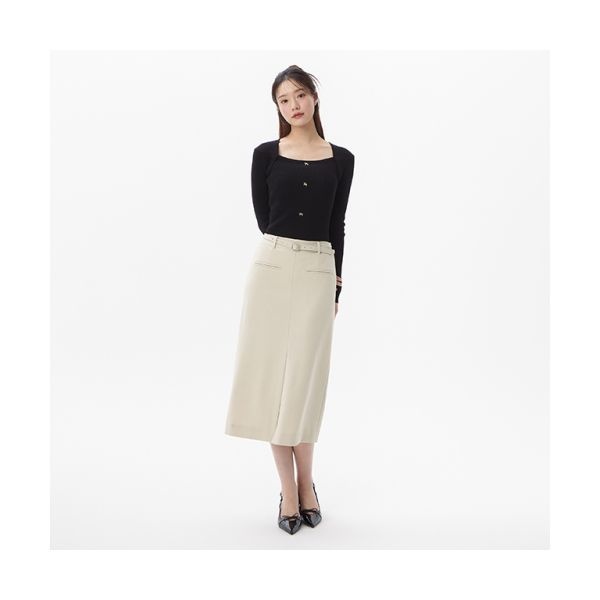 PLASTIC ISLAND 옵션벨트 H라인 쌍입술 롱 스커트 PR2WS361 751505
