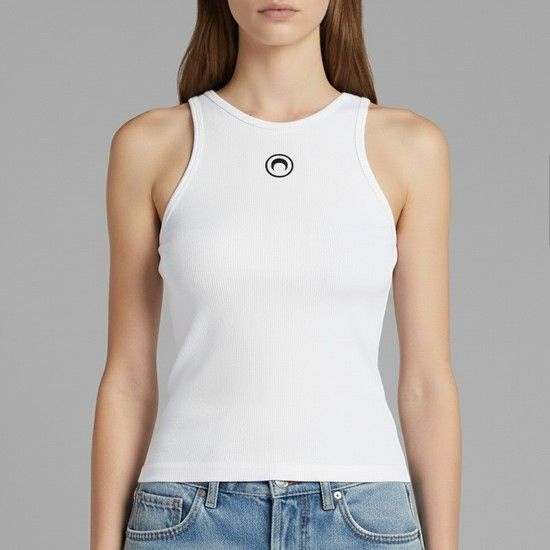 문 로고 리브드 탱크탑 WTT014A CJER0011 WH10 매니아온