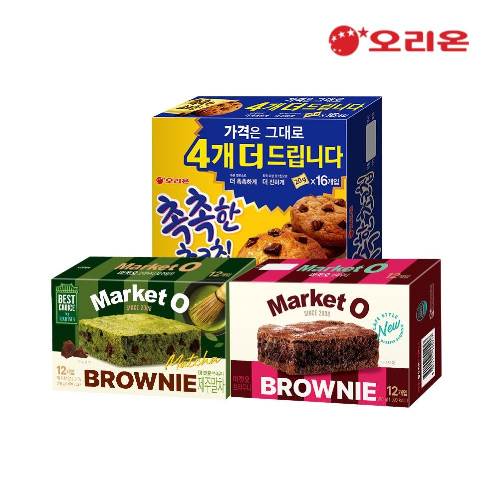 [오리온]오리온 촉촉한초코칩16p+브라우니말차12P+브라우니12p : 롯데ON