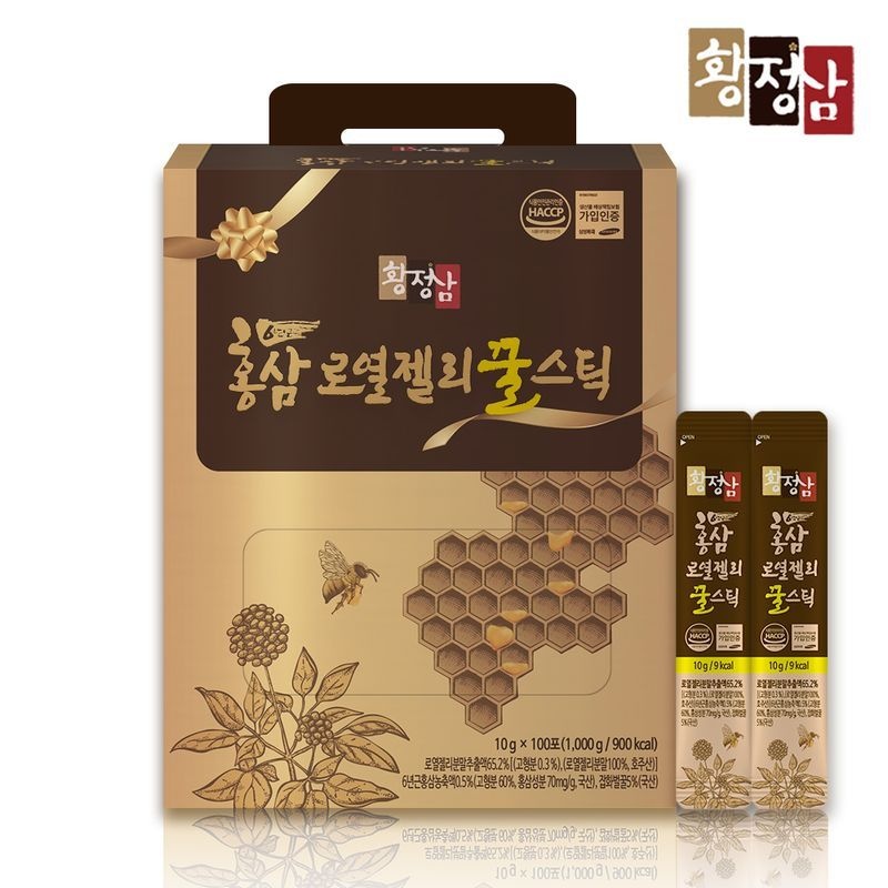 황정삼 홍삼 로열젤리 꿀스틱 100포 실속형 홍삼꿀스틱[34895019]