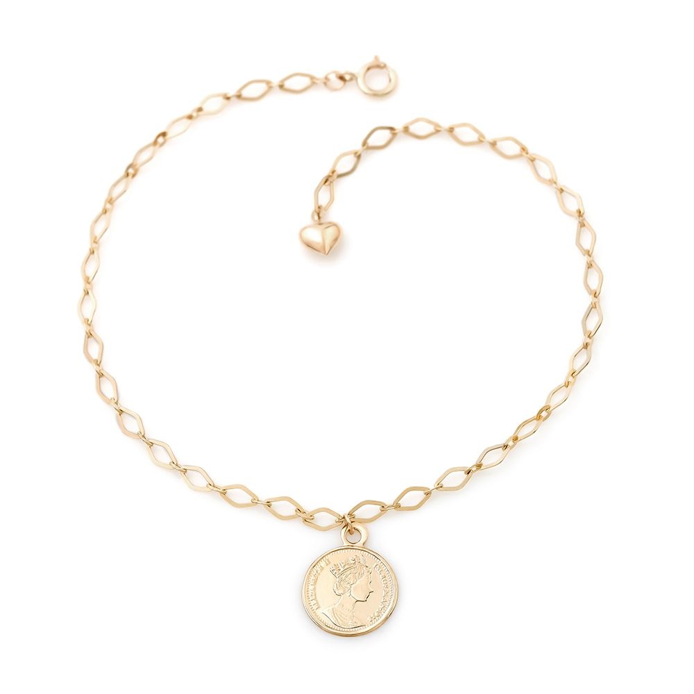 14K 엘리자베스 코인 골드체인 팔찌