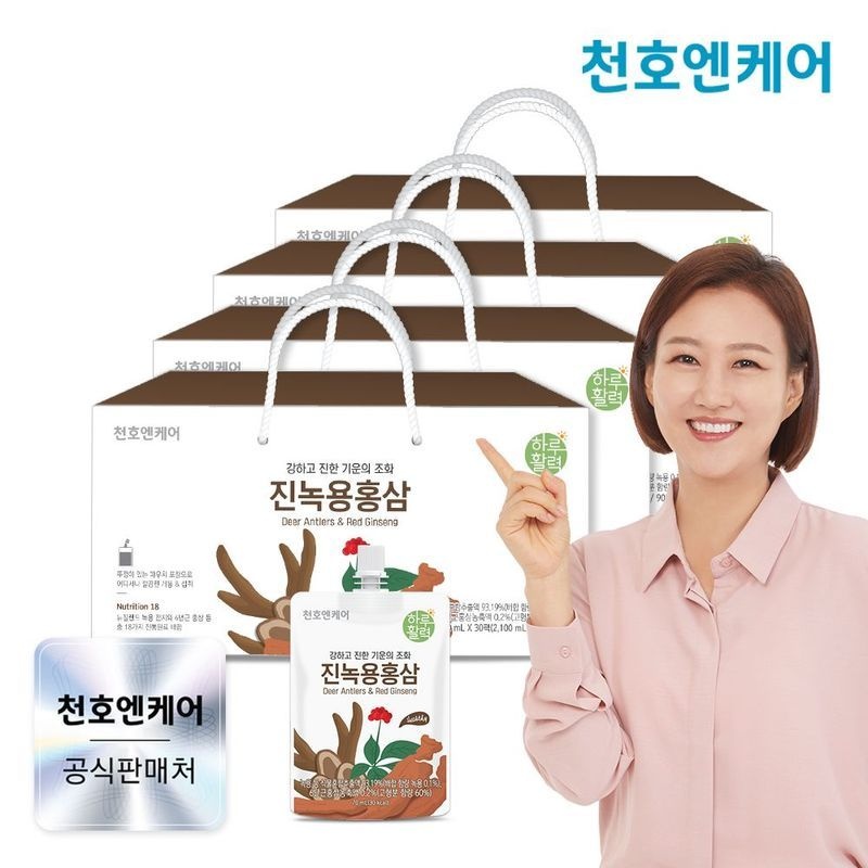 [천호엔케어] 하루활력 진녹용홍삼 70ml 30팩 4박스