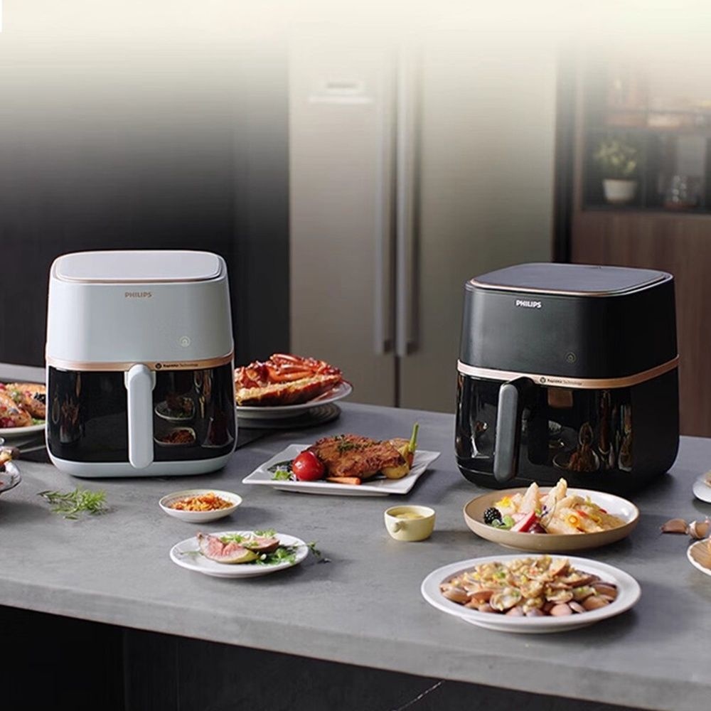 [해외] 필립스 미니 유리 에어 프라이어 글라스 투명 프라이기 오븐 튀김기 HD9455