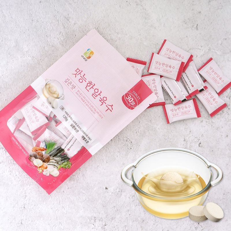 맛능한알육수 편리한 개별포장 풍부한 11가지 원재료를 우려낸 깊은맛을 한알로~ 코인육수 동전육수(사골,야채...