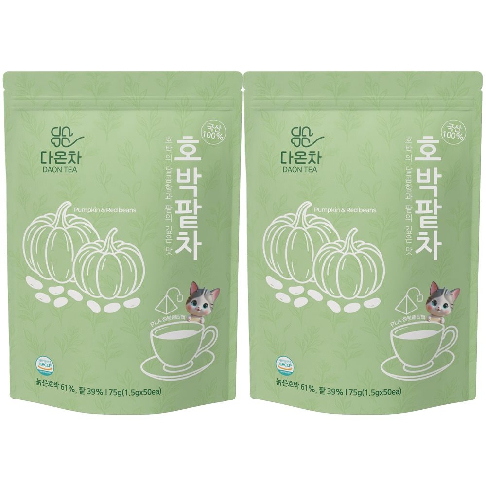 다온차 국산 호박팥차 50T x 2개 + 대순이 포토카드 삼각티백 임산부차