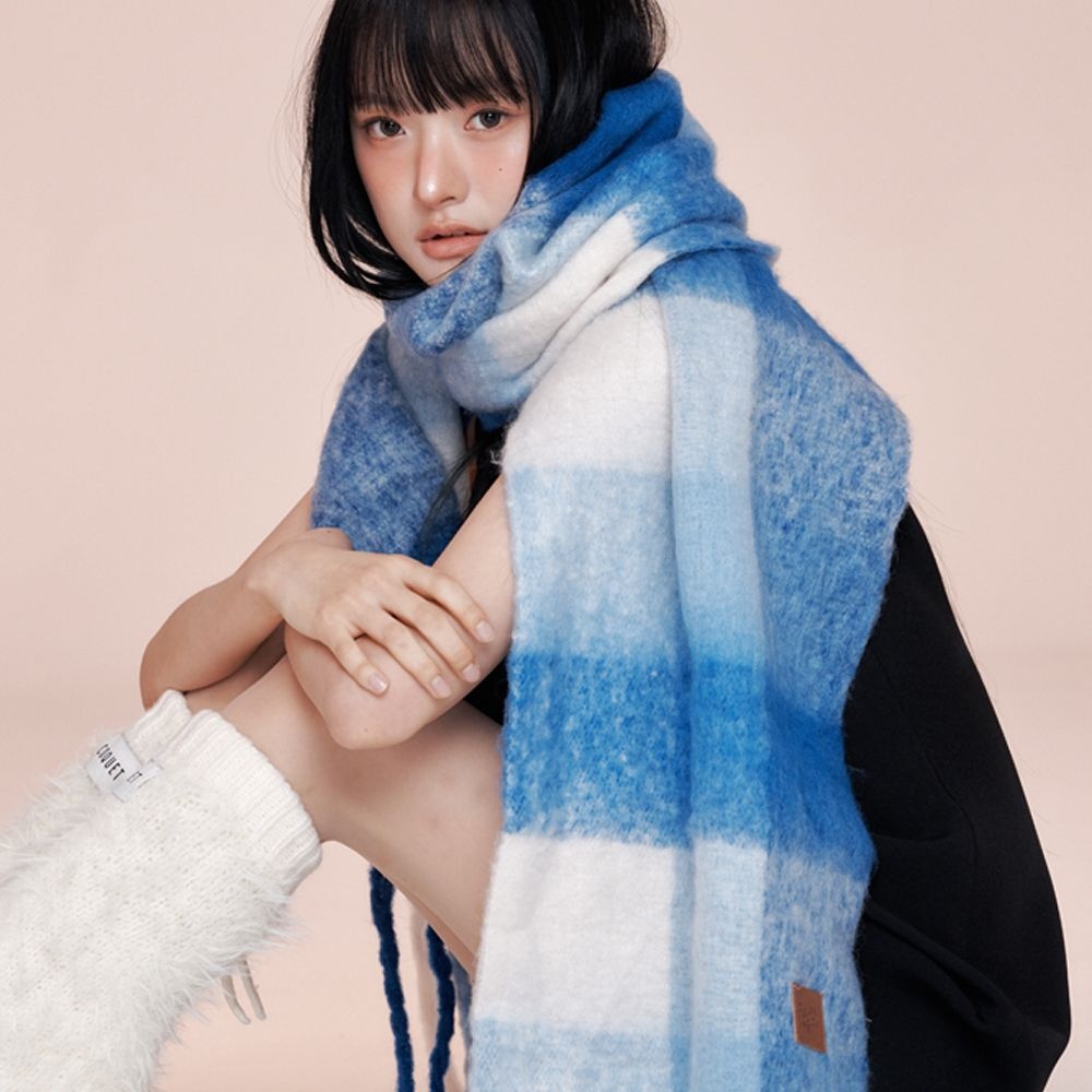 [롯데백화점] 리끌로우 [기프트카드+선물박스] SNOW CHECK MUFFLER BLUE