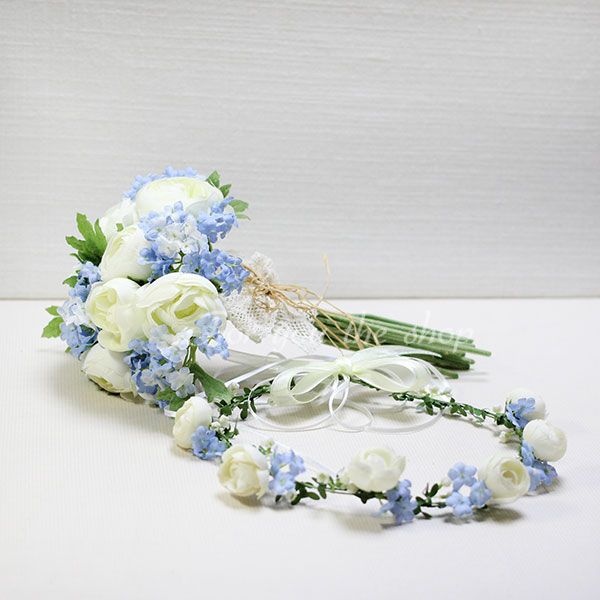 미니나넌수국 화관 크림엔 블루 그린 크림 핑크2 베이비 부토니아 셀프 웨딩 파티 브라이덜샤워 촬영 포유더샵