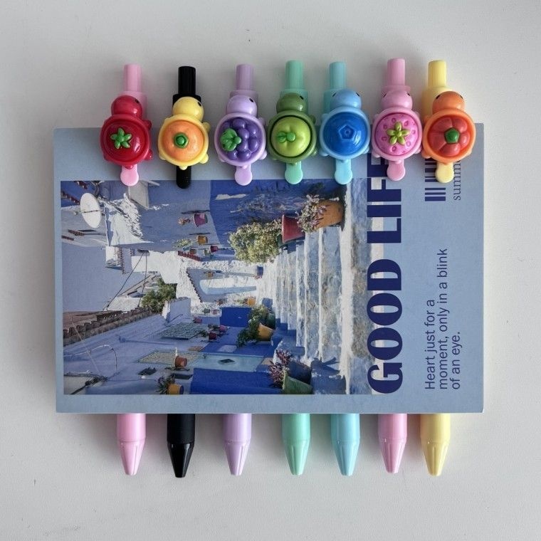 삐삐마켓 캐릭터 볼펜 10개입 토마토 딸기 펜