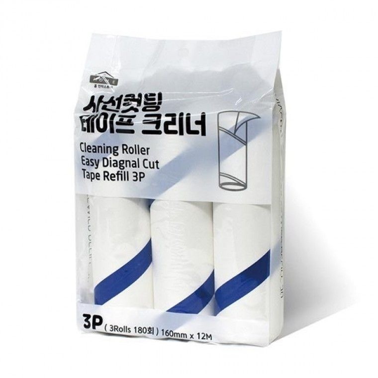 사선컷팅 테이프크리너 리필 3P 160mmx12M 먼지제거 의류 카펫 청소용