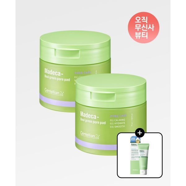 매장정품 CENTELLIAN24 [2Pack] 마데카 리얼 그린 포어 패드 60매*2개+아미노산 클렌징 폼 40g 증정