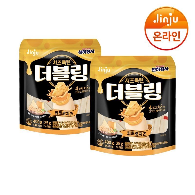 진주햄 천하장사 소시지 더블링 치즈 400g X 2개 콰트로 콘스윗 뿌링