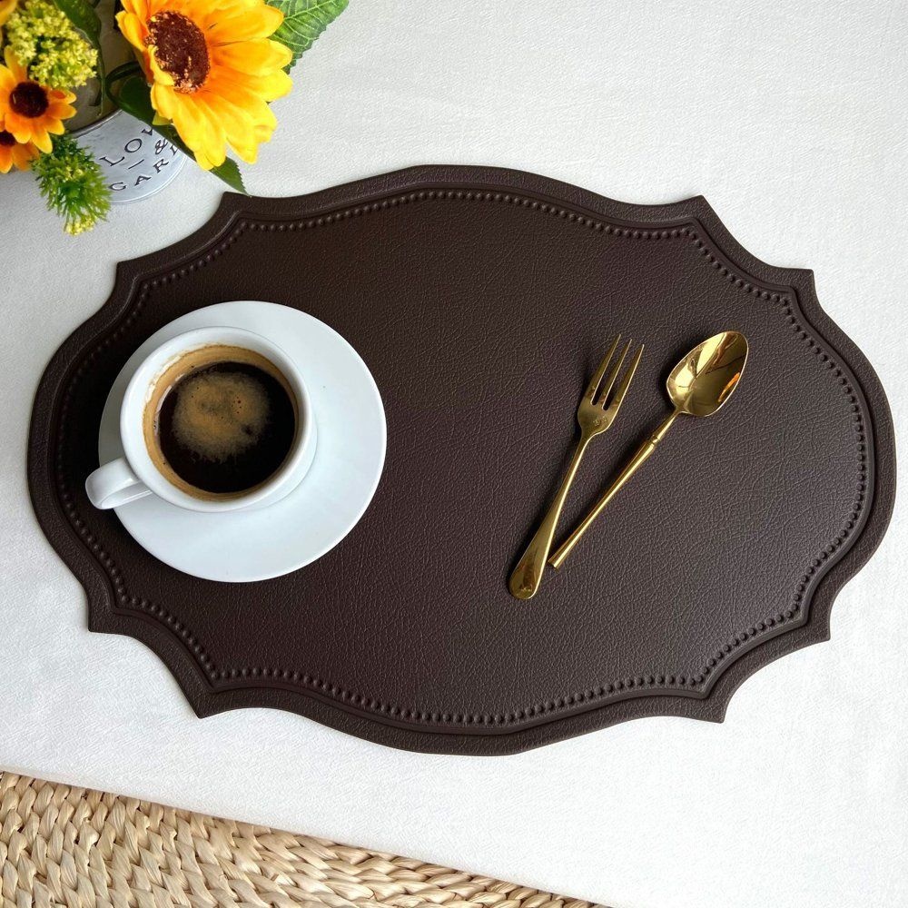 IM 테이블 셋팅 가죽 방수 식탁 티 매트 깔개 패드 BROWN 가죽테이블매트 테이블매트