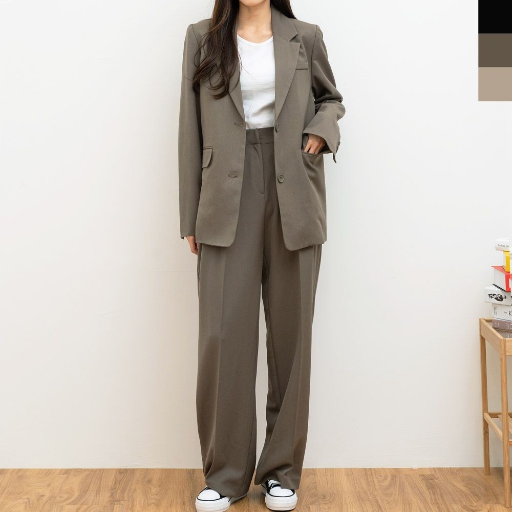 오버 핏 오피스 룩 출퇴근 한벌 여성 정장 세트