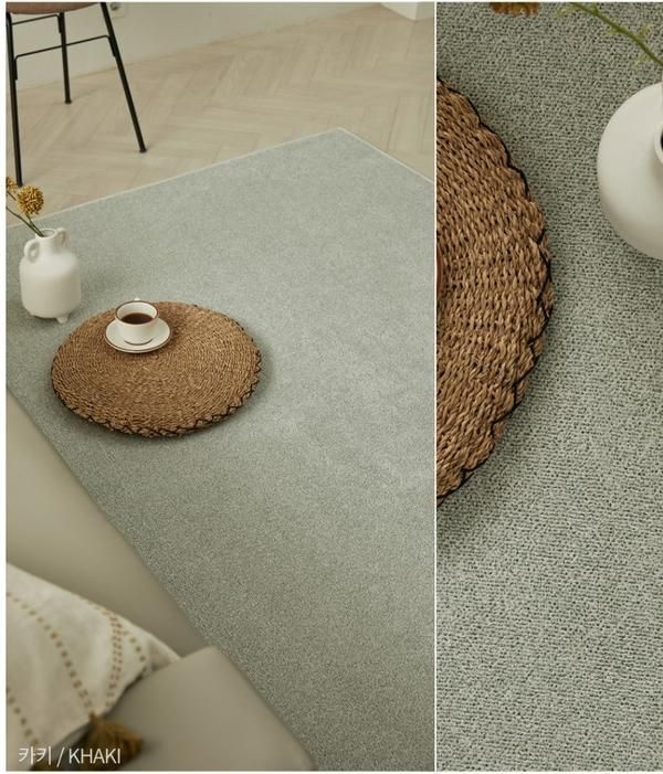 태현 온카페트 멜란지 대형 거실 단모 러그 카키 200x300