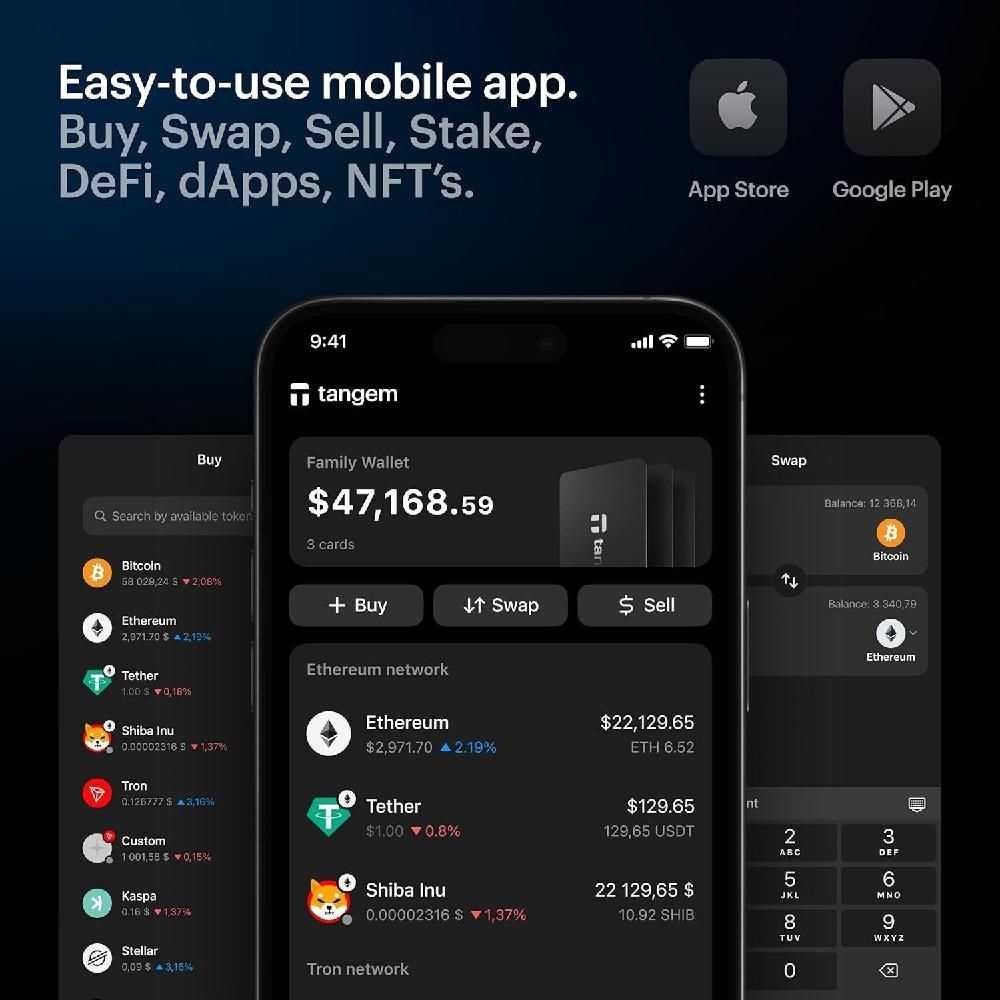 TANGEM 지갑 팩 3개 - 안전한 암호화폐 비트코인