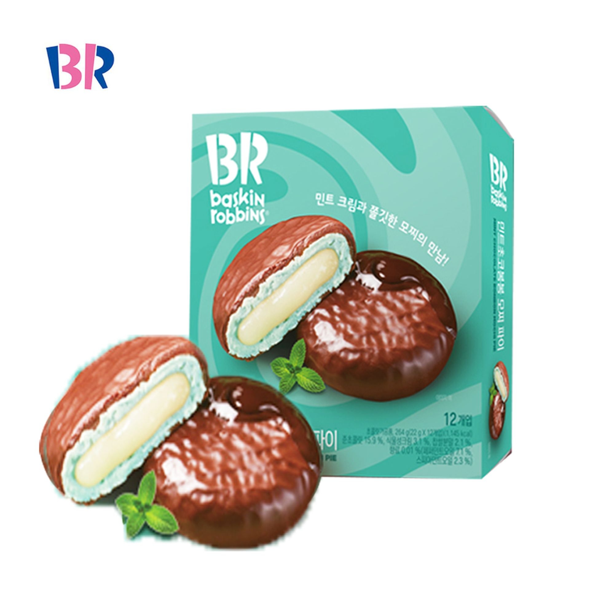 배스킨라빈스 베스킨라빈스 민트초코봉봉 모찌파이 264(22g x 12개입) 학원 학생간식 사무실간식