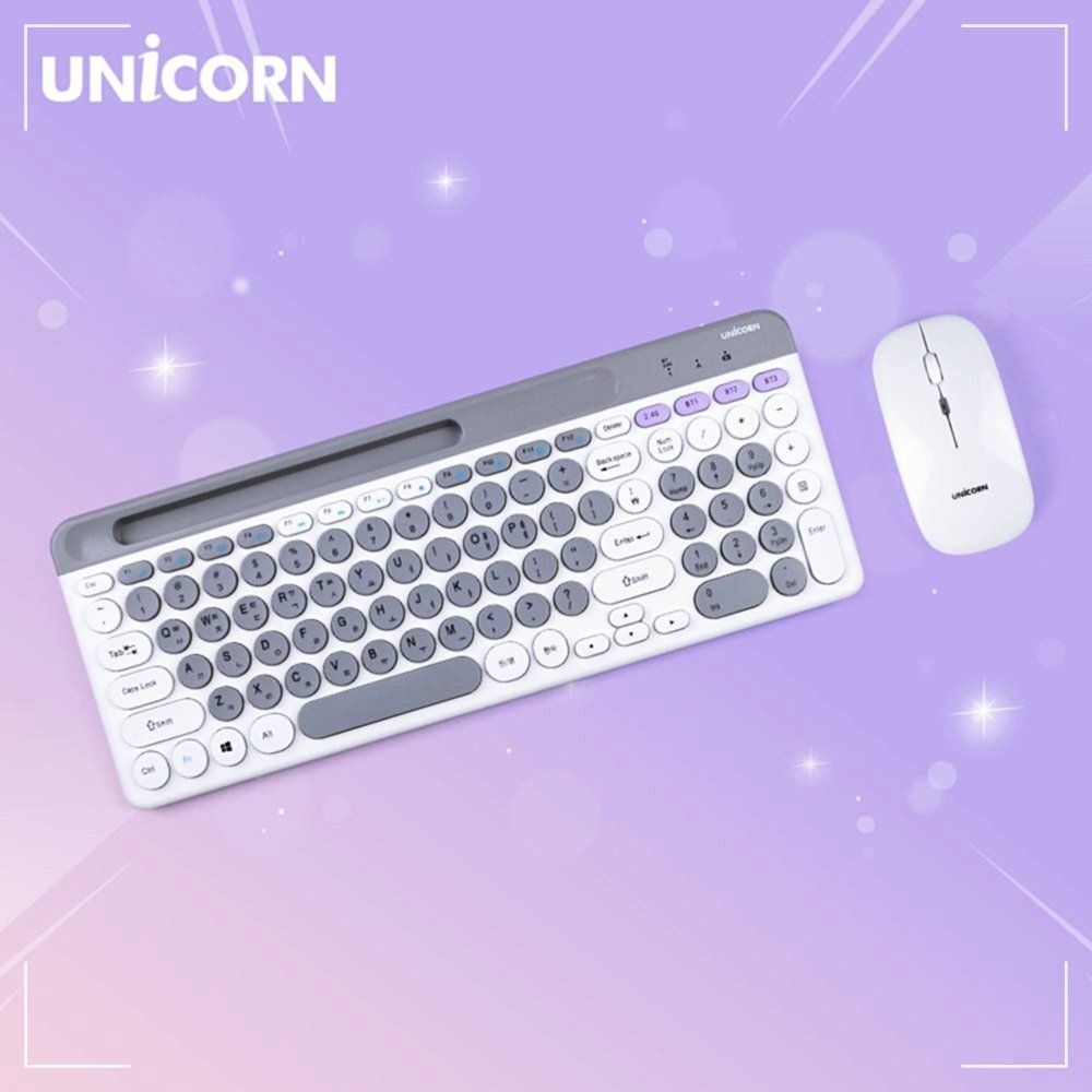 서진네트웍스 사무실 무선키보드마우스세트 블루투스 학교 저소음 이쁜 유니콘