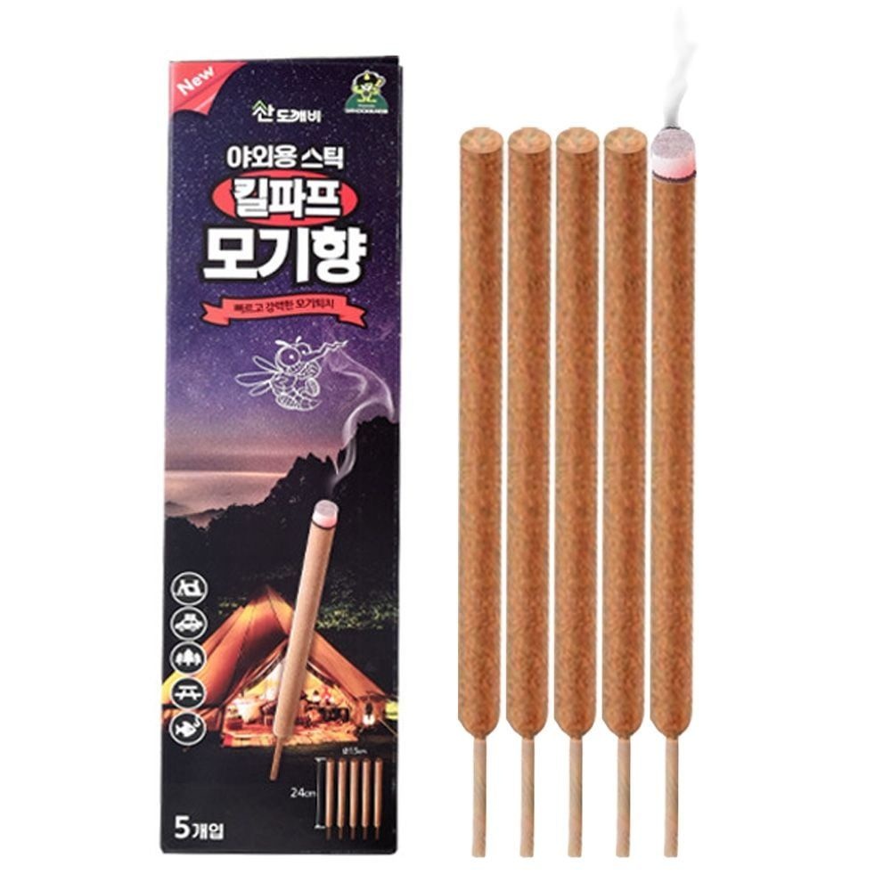 스틱 모기향 캠핑용 사무실 5입 야외용 산도깨비211 굿나잇 학교
