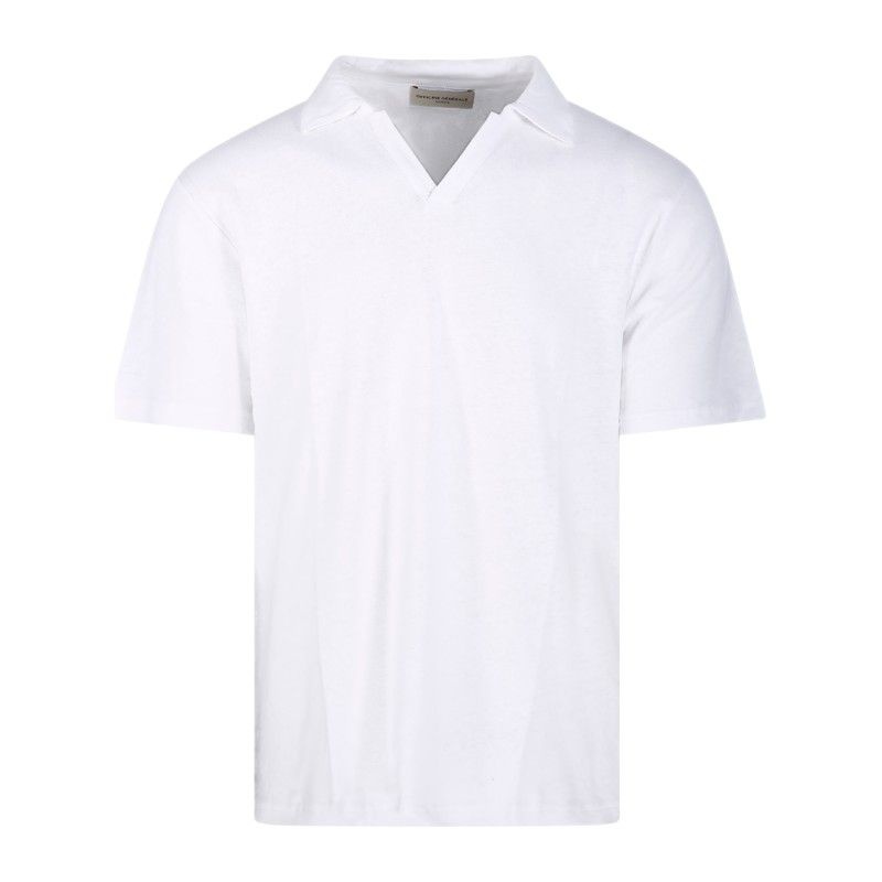 오피신제네랄 오피시네 제네랄레 코튼 리넨 브이넥 사이먼 폴로 티셔츠 S25MTEE208 WHITE