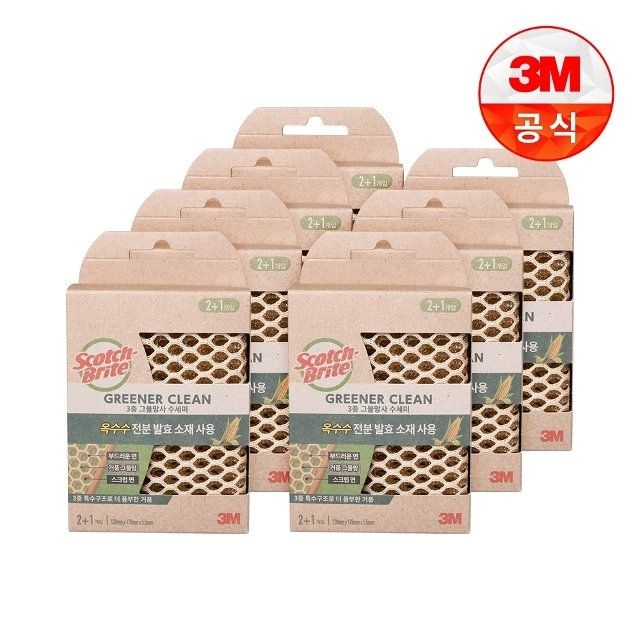 3M [3M]그리너클린 옥수수 3중 그물망사 수세미 2+1입 7개