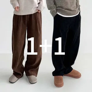 [재구매율1등] 1+1 프리미엄 남녀 골덴바지 코듀로이 봄 와이드팬츠 밴딩 커플 스트링