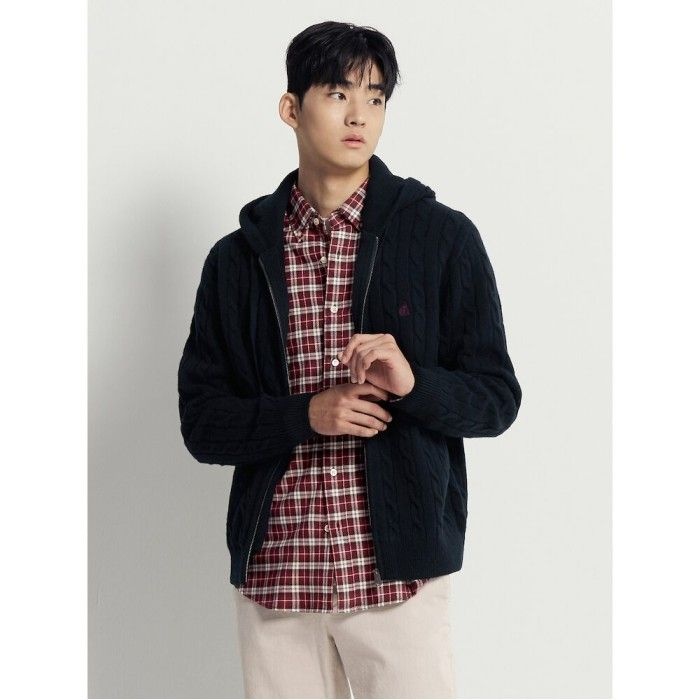 빈폴 멘 케이블 후드 집업 카디건  네이비  BC5X5AC65R