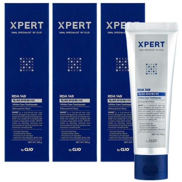 크리오 클리오 엑스퍼트 화이트케어 치약 100g 3개 치석 케어