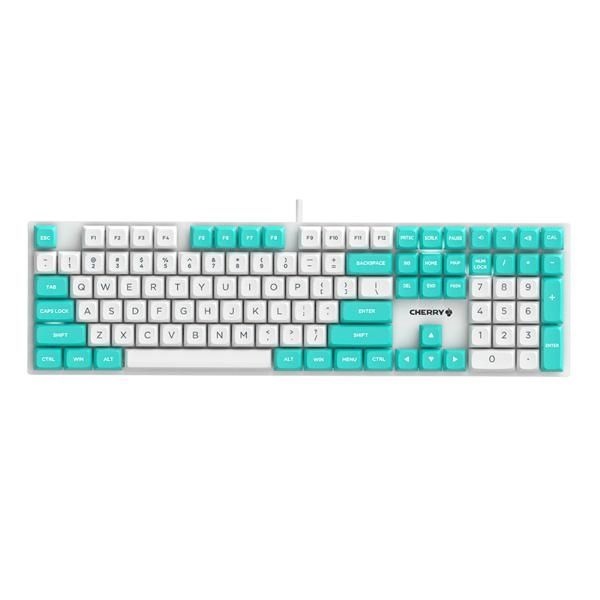 오피스디포 체리 풀윤활 백축 기계식 키보드 KC200 MX 화이트n민트 영문키캡