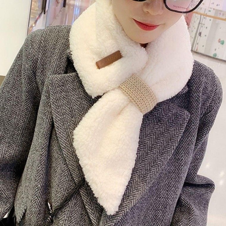 양털 소재 커플 목도리 겨울 스타일링 여성 머플러