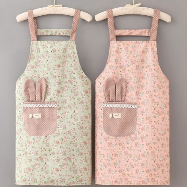 토끼 포켓 가정용 식당 방수 앞치마 교사 미술 공방 작업용 앞치마