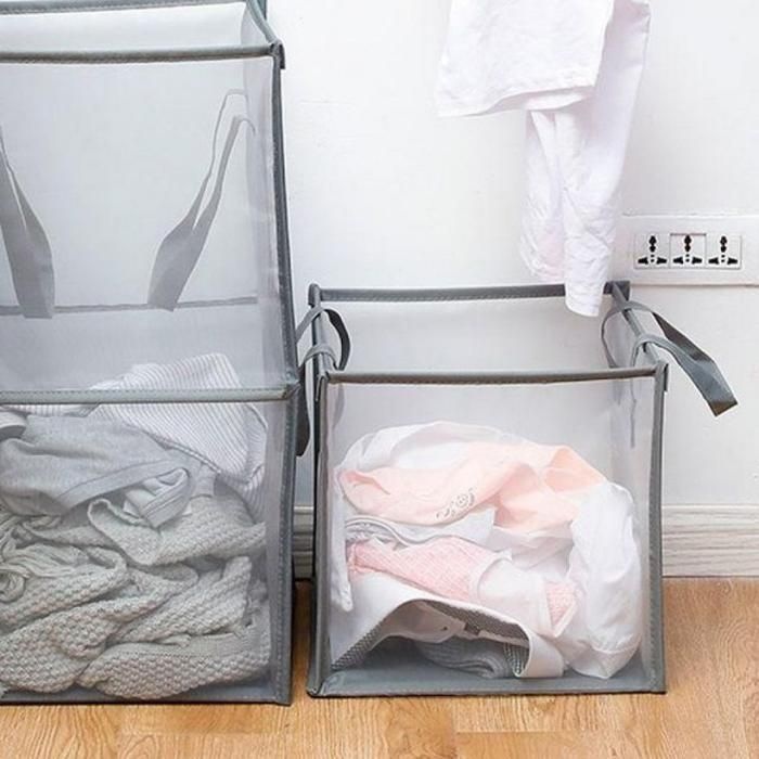 접이식 함 햄퍼 바구니 재활용 벽걸이 매쉬 빨래 이동식 세탁 수거함 대용량 보관함 대형