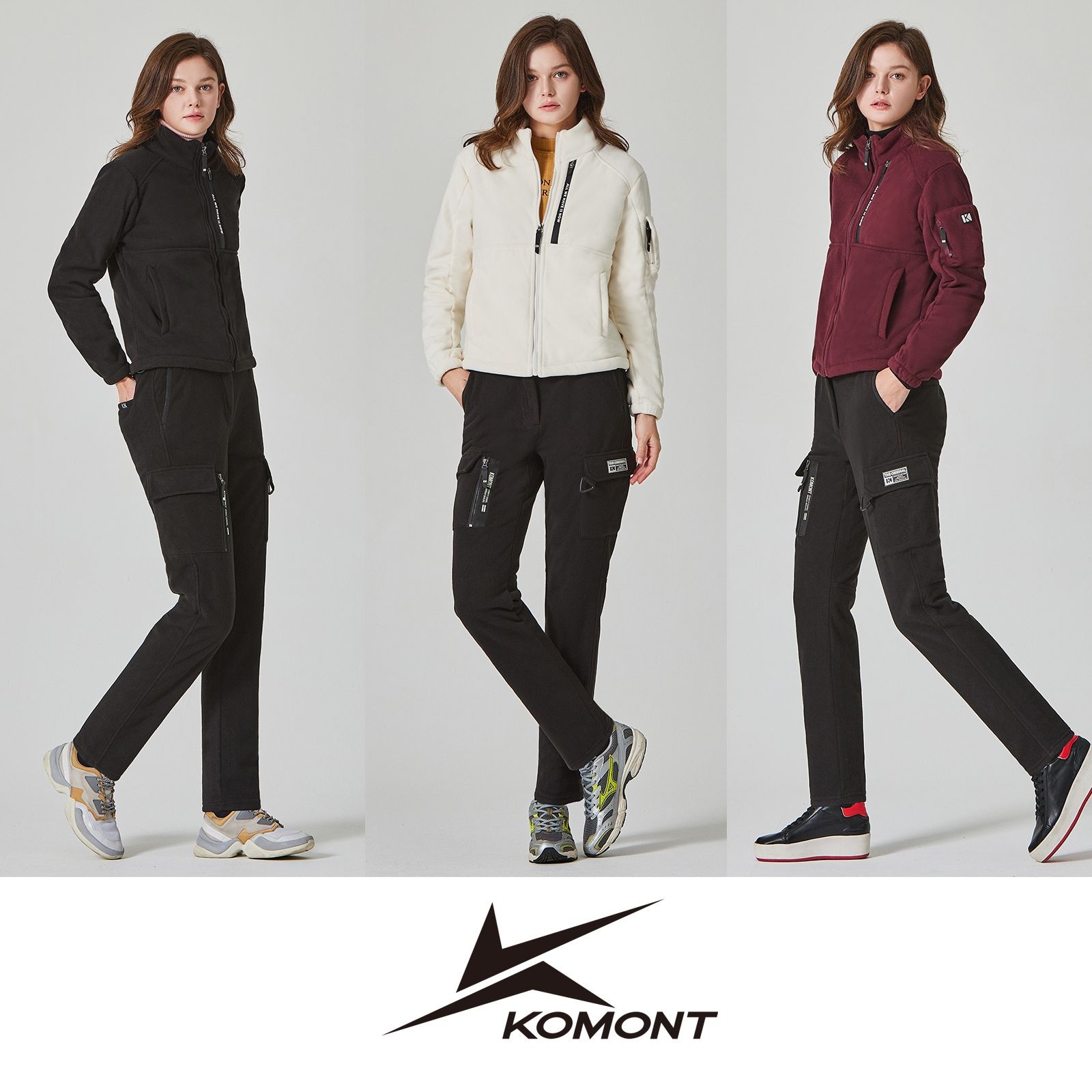 코몽트 (현대홈쇼핑) [KOMONT] 코몽트 여성 방풍 플리스 집업 트레이닝 셋업 2종