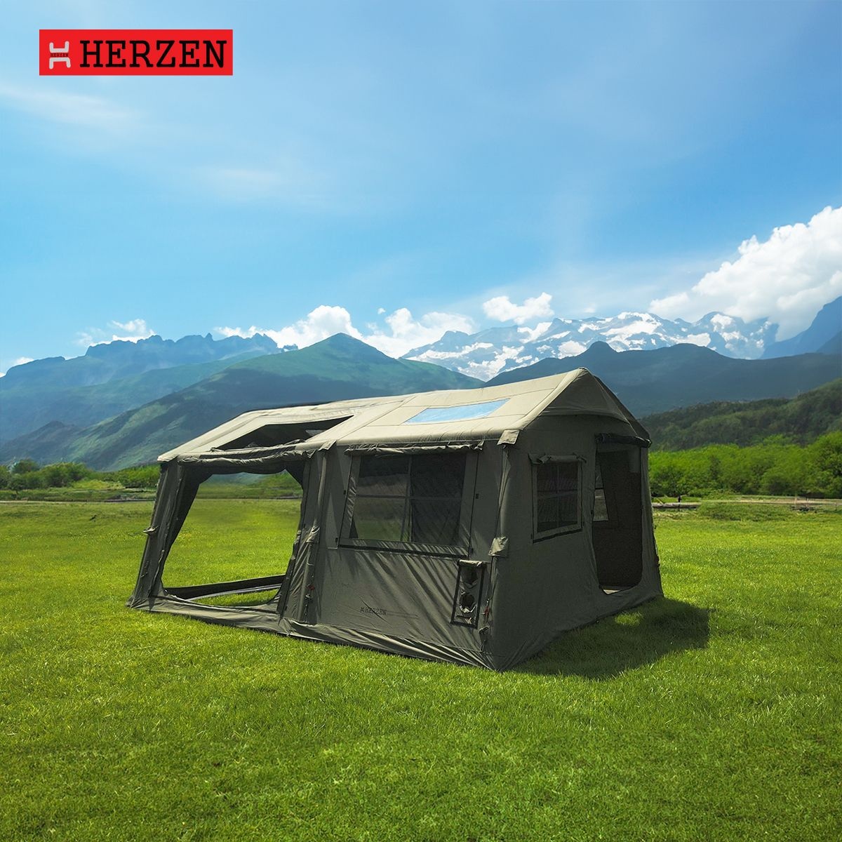 상품상세참조 에르젠 포레스트 캐슬 / 에어텐트 전실형 거실형 투룸텐트 5면 PVC패널 도킹텐트