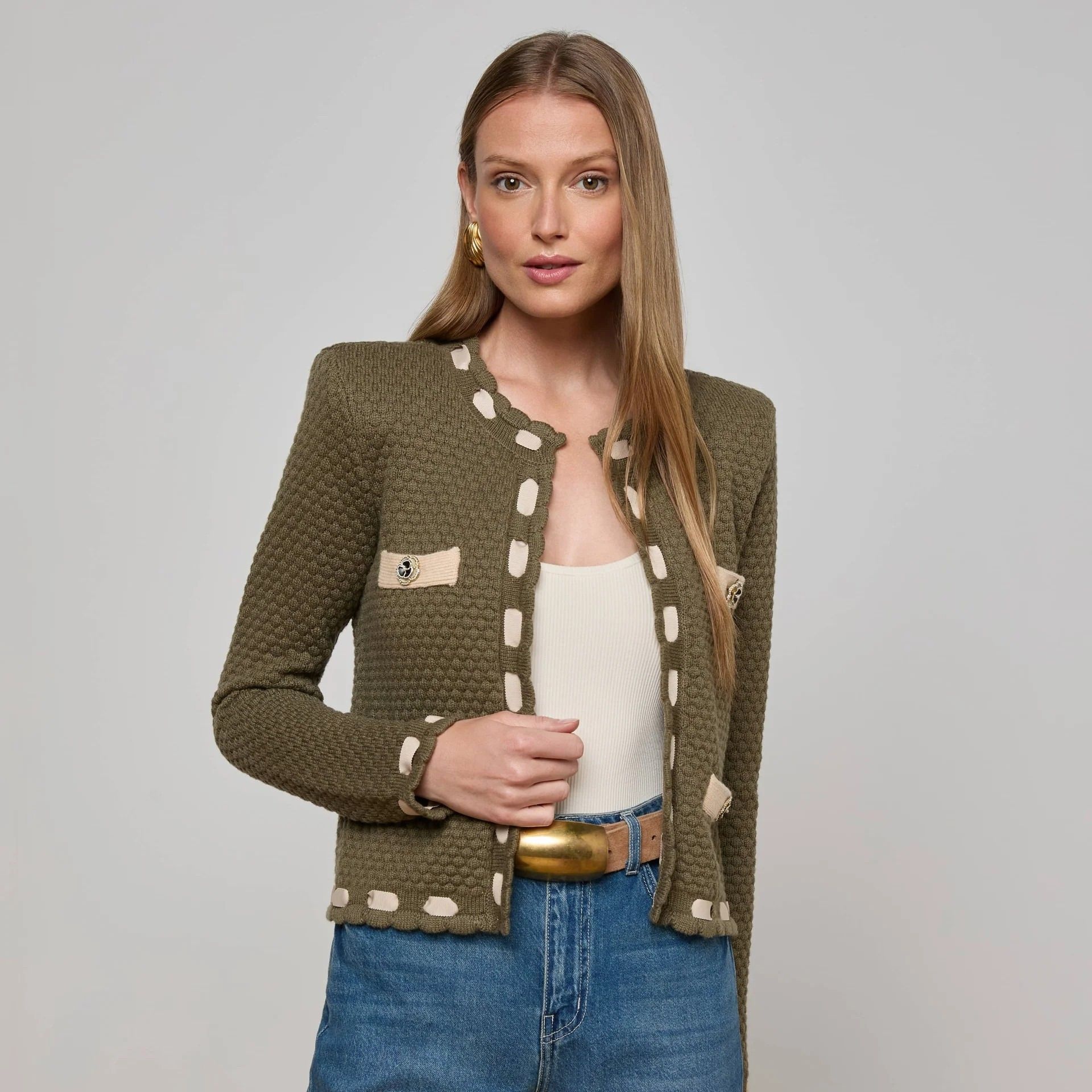 [롯데백화점] 라장스 Astor Contrast Trim Cardigan 80031SWM ARMB LE1220128998