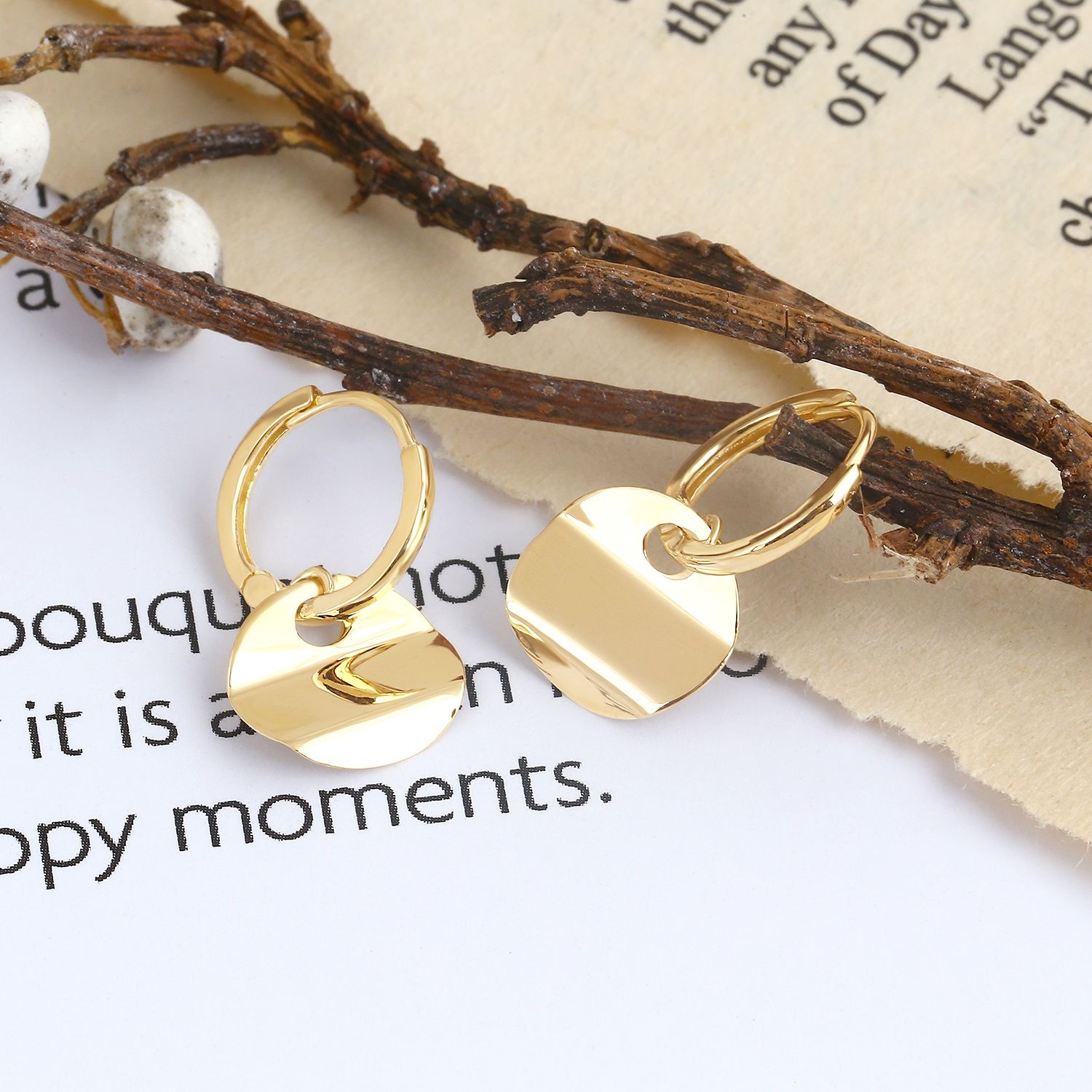 골드퀸즈] 14K 웨이브 코인 원터치 귀걸이