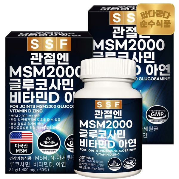 순수식품 SSF 관절엔 MSM 2000 글루코사민 비타민D 60정