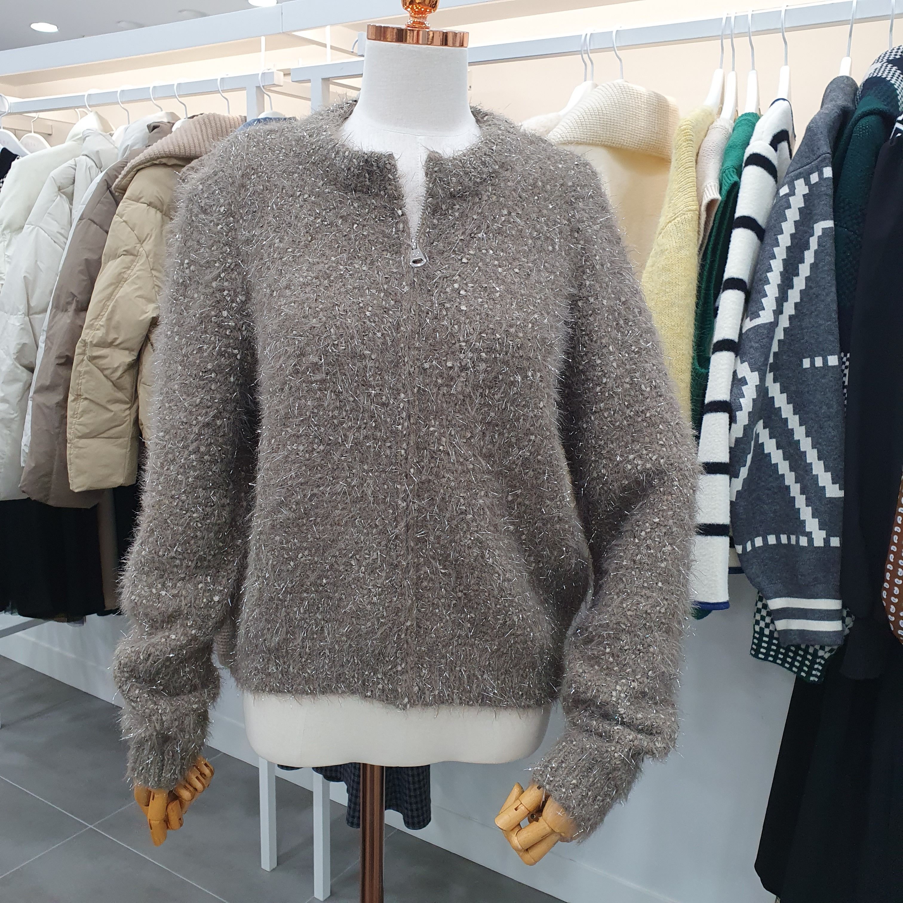 클리지 [모다아울렛][클리지]은사 니트 집업가디건 CP8WKC1055F_SH 시흥점