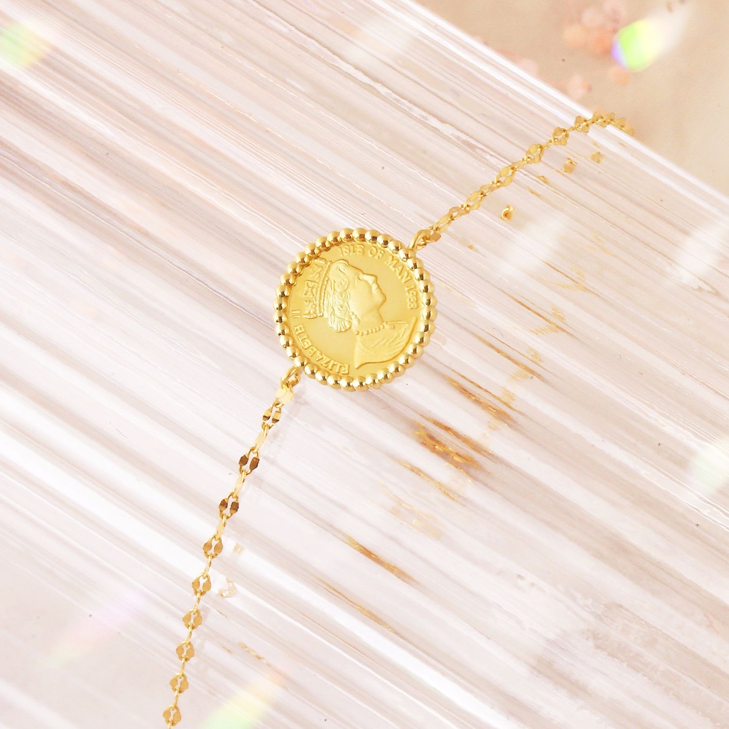 골드퀸즈] 14K 엘리자베스 버블 코인 11mm 팔찌