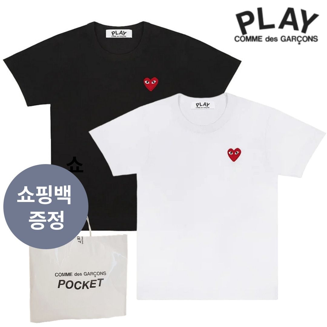 꼼데가르송 플레이 [무료배송] 꼼데가르송 레드와펜 남녀공용 반팔티셔츠 AX-T108-051 쇼핑백 증정