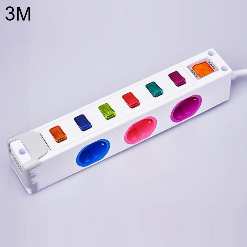 현대일렉트릭 옆으로 멀티탭 (6구 16A 2800W 3M 개별스위치) +2포트 [ALY168]