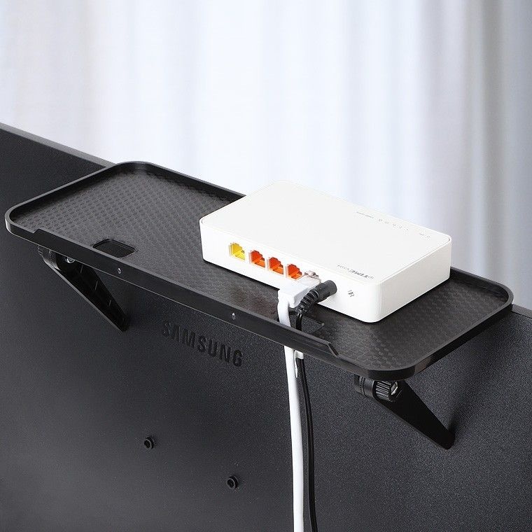 모니터거치대 중 고급형 무타공브라켓 셋탑박스 공유기-무타공선반미니트레이.받침대튼튼한수납정리.셋탑