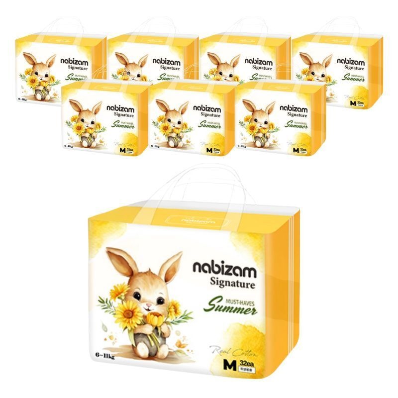 나비잠 시그니처(썸머팬티)▶중형▶32매x8팩 순면함유 무자극원단 통잠 여름 기저귀