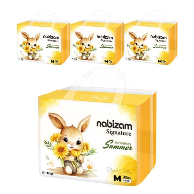 나비잠 시그니처(썸머팬티)▶중형▶32매x4팩 순면함유 무자극원단 통잠 여름 기저귀