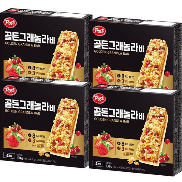 동서 포스트 골든그래놀라 밀크바108g x 4개