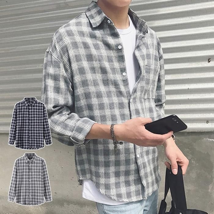 [라일리] Rly 남자 긴팔 셔츠 캐주얼 합방 청남방