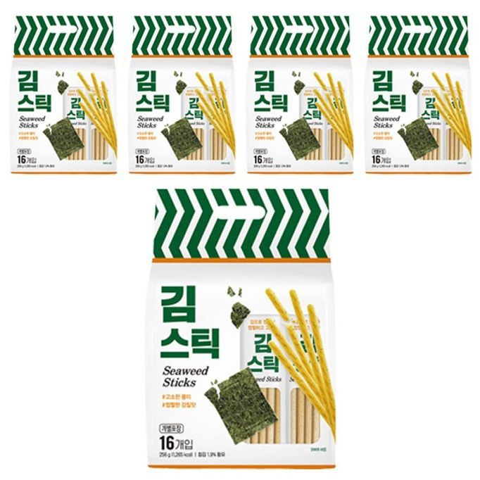 중국(키즈웰) 키즈웰 김과자 김스틱 256x5묶음 막대 스틱 과자 스낵